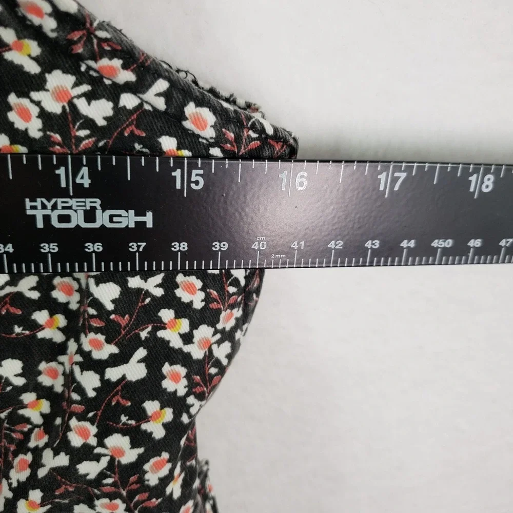 Xhilaration Floral Overalls Dress Juniors S Mini Black Pockets Retro Y2K Vintage